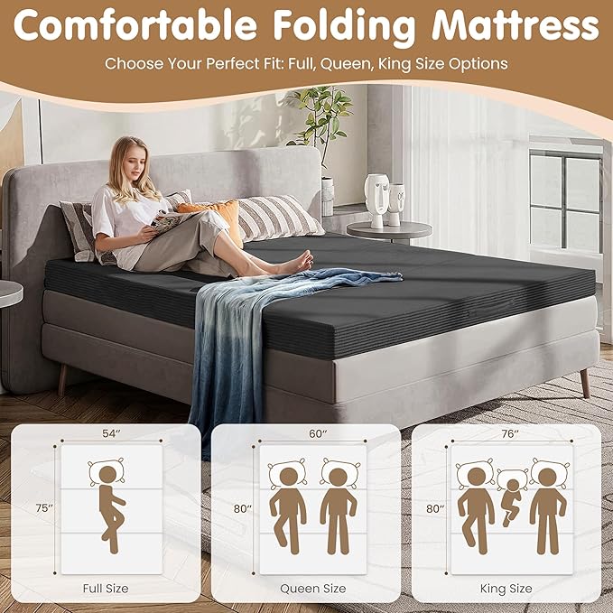 Convertible Sofa Bed King5-in-1 Folding Boneless Couch Corduroy Futon Sofa BedTri-Fold Mattress with Removable Armrests &amp HandleSleeper with Pull Out Bed for Small Space Living Room Bedroom