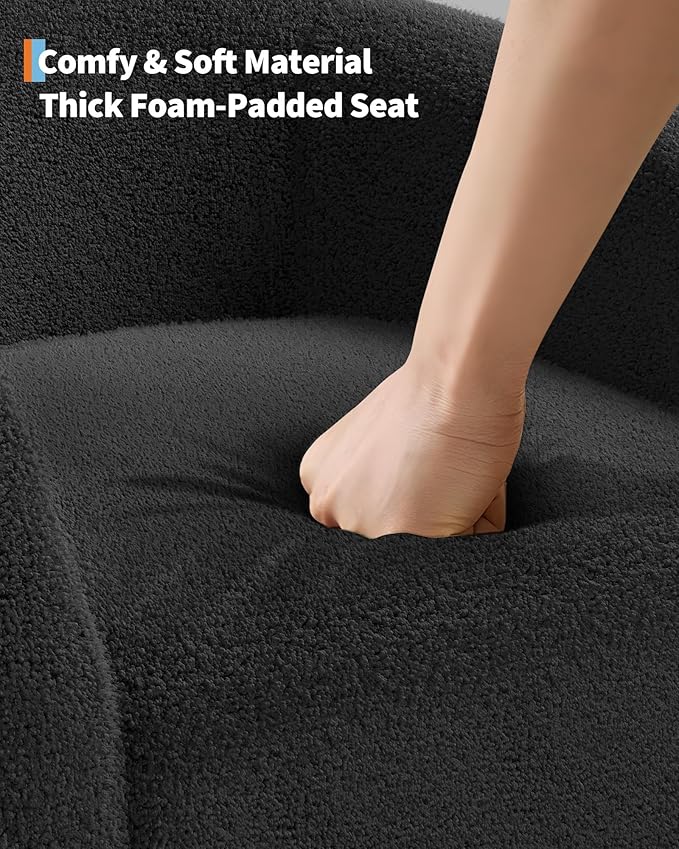 GAOMON Accent Barrel Chair Furry Sherpa Chairs with Soft Padded Armrest Boucle Club Chair with Cozy Soft Padded for Living Room Bedroom Reception Room Office (Grey)