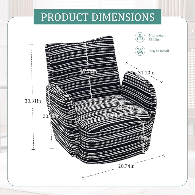 ERYE 360° Swivel Chair Modern Leisure Swivel Armchair for Living Room Bedroom
