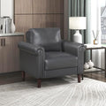 Lexicon 35 W Living Room Accent Chair Faux Leather Upholstered Armchair with Rolled Arm for Bedroom/Office/Waiting Room Single Sofa Chair Dark Gray