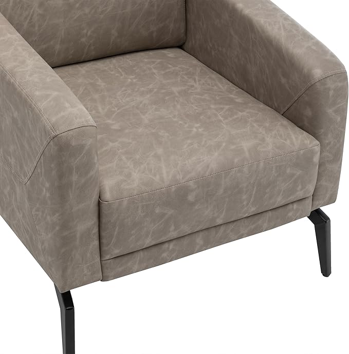MINCETA Accent ChairsArmchair(Seat Area:19.7 D x 19.7 W)Modern Comfy Reading Chairs for Small Space Living RoomReading RoomPU Leather in Greige