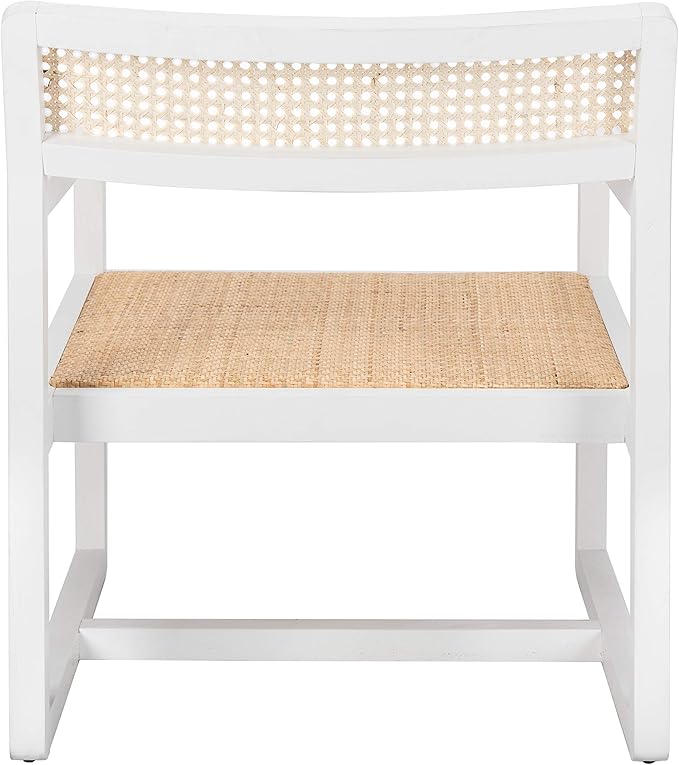 Safavieh Home Lula White and Natural Cane Accent Chair