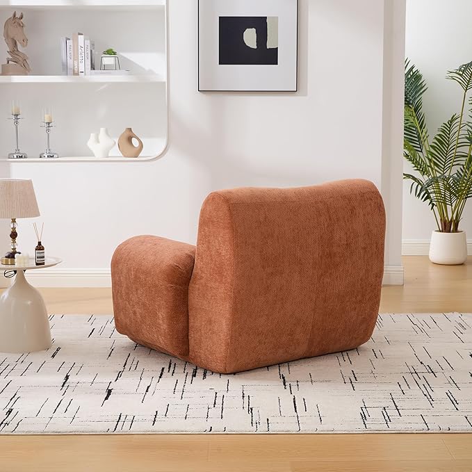 Chenille Oversized Armchair 42 Wide Upholstered Accent Chairs with Ergonomic Design Lazy Comfy Reading Lounge Chair with Deep Seats for Living Room Bedroom Dorms (Orange)