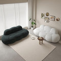 Boneless Small Couch for Bedroom 90 Modern Curved Boucle Couch Comfy Upholstered Cloud LoveSeat Floor Sofa Deep Seat Leisure Bubble Couches for Living Room Small Space (White+Black)