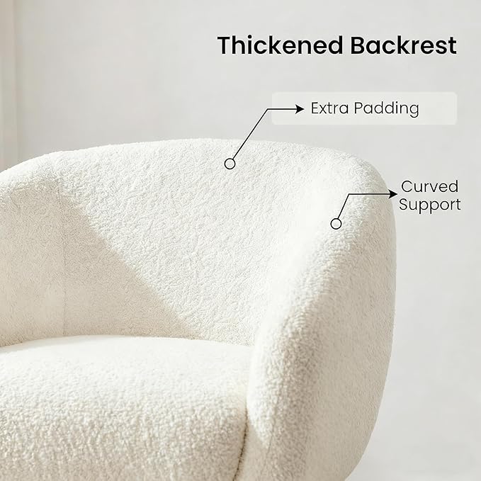Lazy Chair with Ottoman 360° Swivel Lounge Accent Chair with Footrest Upholstered Reading Sofa Chair for Living Room Bedroom Small Space Modern Corner Chair White