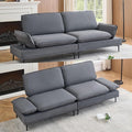 89'' Futon Loveseat Sofa with Adjustable Armrests Linen Sleeper Couch Bed Modern 2 Seater Cozy Tufted Sofa with Metal Legs for Small Spaces Living Room Bedroom (Dark Grey)