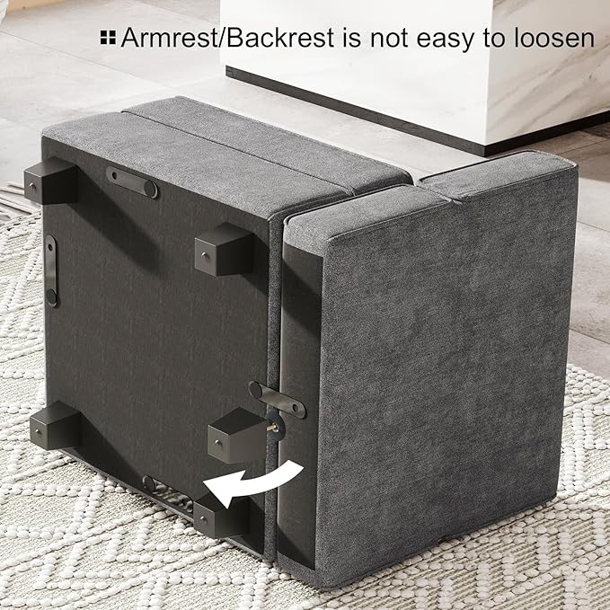 Belffin Terry Fabric Modular Sectional Sofa Middle Seat Module Couch Side Sectional Free Configuration Middle Part Dark Grey