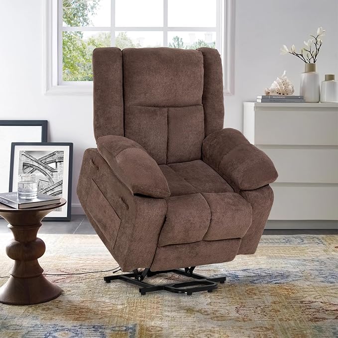PayLessHere Electric Power Lift Recliner Chair with Massage and Heat Standing Assistance for Elderly People Extended Footrest Chair for Living Room Comfy Overstuffed Recliner