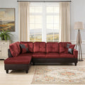 103.5 Inch Modern L-Shaped Couch Flannel Sectional Sofa with Chaise Lounge 4-Seater Couch with Accent Pillows for Living Room Apartment Red