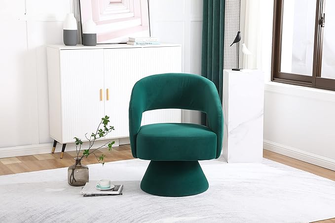Swivel Accent Chair Armchair Round Barrel Chair in Fabric for Living Room Bedroom Green
