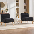 Armless Accent Chairs Set of 2 Single Sofa Chair Mini Cute Side Sofa with Sherpa Fabric Upholstered Cushion for Small Space Apartment Bedroom Living Room Black.