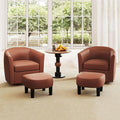 Swivel Chair with Ottoman Modern Barrel Accent Chairs with Removable Seat Cushion Comfy Single Sofa Lounge Armchair Upholstered Round Club Reading Chair for Living Room Bedroom Office