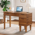 Tribesigns Farmhouse Computer Desk with 3 Drawers 47 Office Desk with File Storage Writing Table for Home Bedroom Study Room Brown