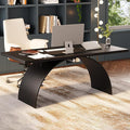 homary 70.9 Industrial Executive Desk Black Top Desk Modern Home Desk with Arched Design Legs for Study Office Home Office