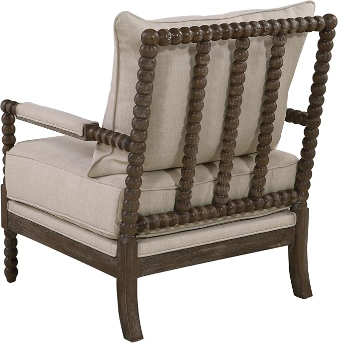Coaster Home Furnishings - Blanchett - Upholstered Bobbin Accent Chair with Beaded Design Wood Frame and Padded Arms - Living Room - Beige and Natural - 905362