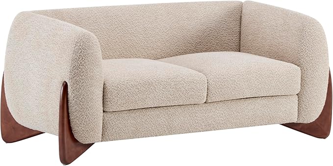 Christopher Knight Home Almad 2 Pieces Sofa Couch Set Cozy 3-Seater Sofa and Loveseat for Living Room Upholstered Couch Chair Soft Seating Lounge Sofa with Wood Frame Boucle Fabric Almond
