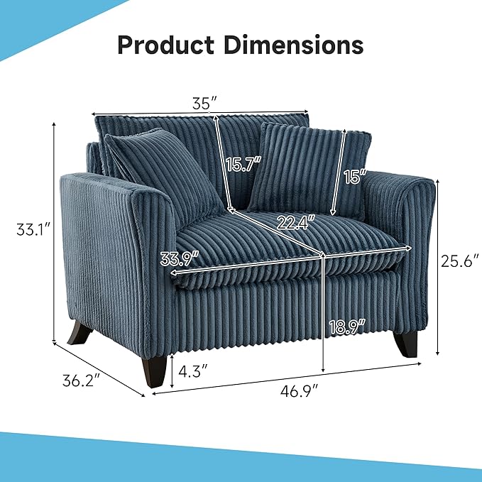 ERYE Living Room Accent Chair Modern Corduroy Upholstered Chair Wider Seat Cushion Leisure Armchair W/2 Pillows and Removable Cover for Home ApartmentBedroomOffice