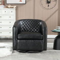 Swivel Gilder Modern Round Armchair 360 Swivel Leather Barrel Club Chair for Living Room Bedroom Office (Black)
