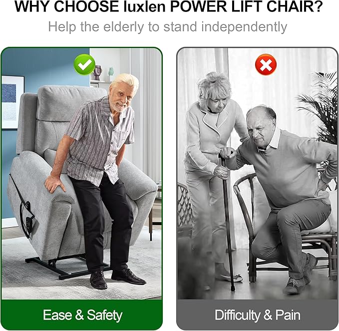 Power Lift Recliner Chair for Elderly People Dual Motor Lay Flat Recliner with Vibration Massage and Heat Heavy Duty Motion Mechanism Standing Assistance Reclining Chair Chenille Fabric Light Gray