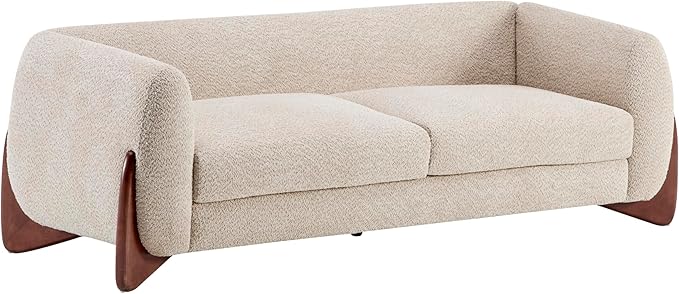 Christopher Knight Home Almad 2 Pieces Sofa Couch Set Cozy 3-Seater Sofa and Loveseat for Living Room Upholstered Couch Chair Soft Seating Lounge Sofa with Wood Frame Boucle Fabric Almond