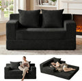 Loveseat Boneless Convertible Sofa Bed Folding Floor Futon Sleeper Sofa Couch Bed- Boneless Foldable Couch Corduroy Pull Out Sofa Bed with 2 Pillows for Living Room &amp Bedroom