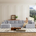 Minimalist Oversized Modular Sofa Couch Deep Seat Sectional Sofa with Two Chaise Comfy Corduroy Shape Cloud Couch for Living Room Apartment - Light Gray