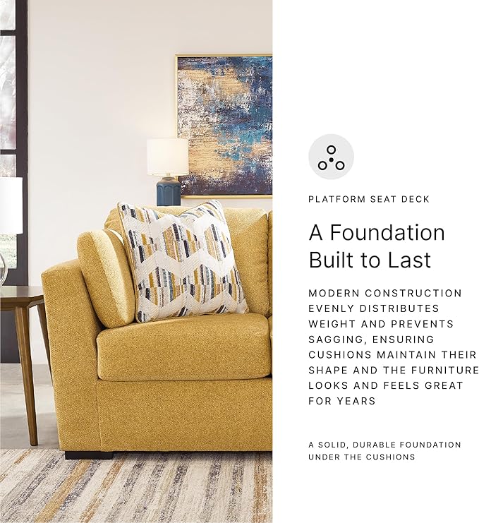Signature Design by Ashley Keerwick Scandinavian Loveseat with 4 Toss Pillows Yellow