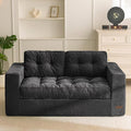 MAXYOYO Boneless Sofa Couch Loveseat Sofa for Small Space Tufted 2-Seater Floor Couch Bean Bag Chair for Living Room Bedroom Apartment Sofa in a Box No Assembly Needed Black