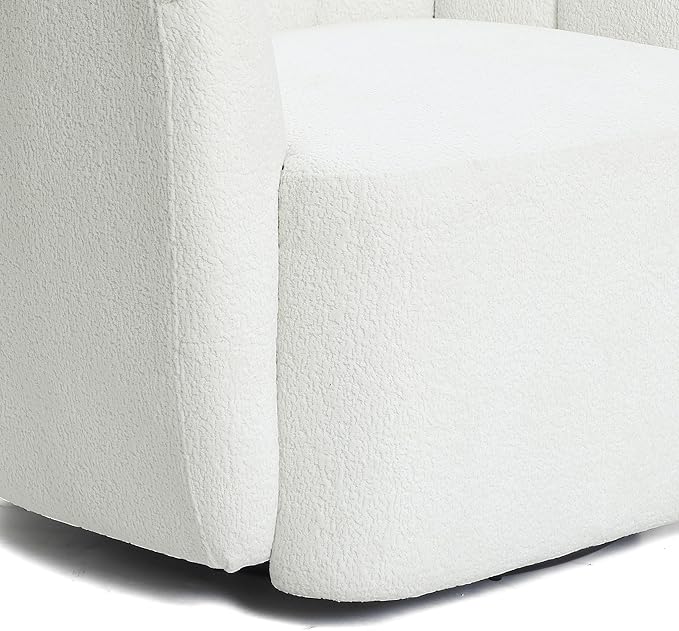 LuxenHome Swivel Barrel Accent Chair Modern Comfy Upholstered Ivory Boucle Accent Chair for Living Room Bedroom NurserySingle Sofa Club Armchair with 360 Degree Soft Elegant Sherpa