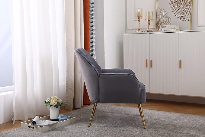 29 Sturdy Wood Frame Modern Mid-Century Accent Armchair Oversized Accent Chair with Foam Filling Mid-Century Modern Chair with 10-Minute Assembly for Living Room Grey