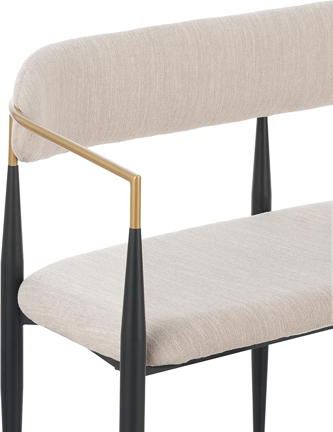 Christopher Knight Home Names Modern Metal Loveseat Living Room Fabric Upholstered Settee Curved Open Backrest 2-Seater Sofa Cozy Couch for Bedroom Apartment Home Office Black+ Gold + Beige