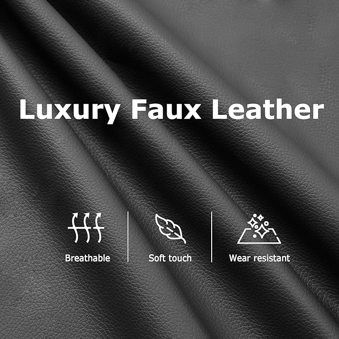 vidaXL Leather Massage Recliner Chair for Living Room Home Theater 6-Point Vibration Massage Adjustable Back &amp Footrest Side Pocket Black