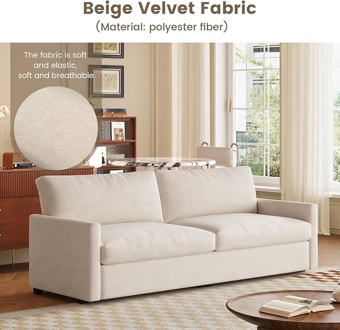 Guyii 70inch Beige Loveseat Sofa 2 Seats Couch with Deep Seats Comfy Sofa Couch Soft Cushion Small Space for Living Room Apartment Easy to Assemble