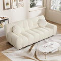 Boucle Cloud Sofa Couch Comfy Deep Seat Sherpa Couch 72.8 Upholstered Cozy Teddy 2 Seat Marshmallow Couches Oversized Loveseat Sofa for Living Room Bedroom Cream White