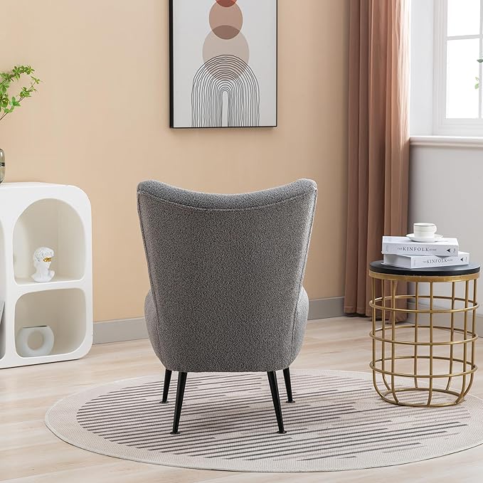 Living Room Chairs Armless Accent Chair with Rubber Wooden Legs Modern Upholstered Corner Side Chair for Living Room Bedroom Office Hotel Gray As Shown