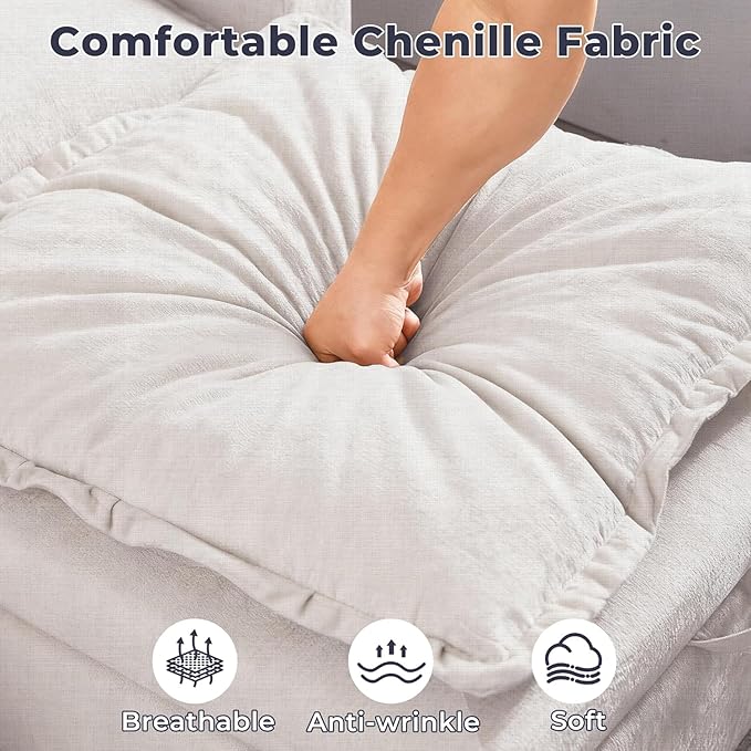 Middle Module for Modular Sectional Sofa Convertible Sectional Sofa Couch with Storage Sing Seat Accent Armless Chair DIY Combination Beige Chenille