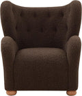 SAFAVIEH Couture Collection Galloway Dark Brown Faux Shearling/Natural Wingback Accent Chair
