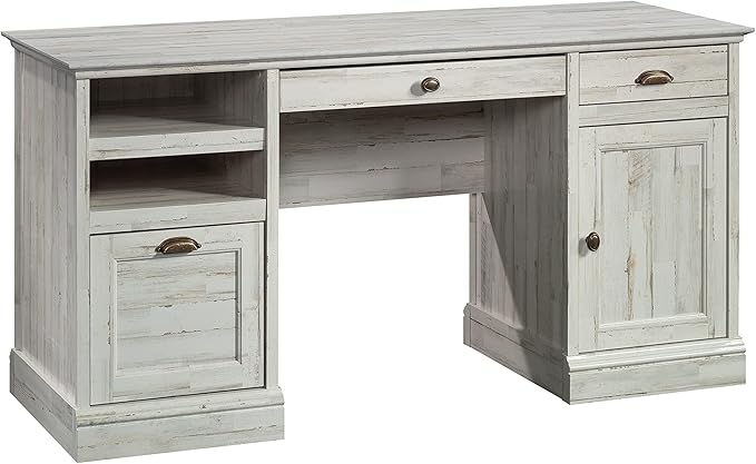 Sauder Barrister Lane Executive Desk White Plank Finish