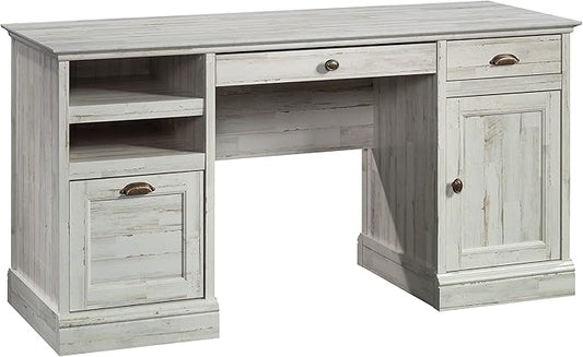 Sauder Barrister Lane Executive Desk White Plank Finish