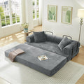 78.5W Convertible Folding Sofa Bed Corduroy Upholstered Queen Size Foam Floor Couch with Fixed-Shaped Frame Loveseat Sleeper Compression Sofa Foldable Mattress for Living Room Bedroom(Light Grey)