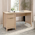 Bush Home 54-Inch Writing Desk with Storage Fluted Computer Study Laptop Table Workstation with Spacious Drawer and Door Storage Home Office Furniture Make Up Vanity Camille Collection Onyx Birch