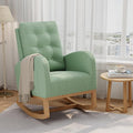 GarveeHome Nursery Rocking Chair Teddy Fleece Upholstery Sturdy Wooden Legs &amp High Backrest Comfortable Glider Rocking Chair for Living Room or Bedroom Light Green