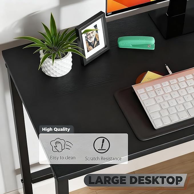 43Inch Corner Computer Desk Gaming Desk with Reversible Storage Shelves Left/RightSmall L Shaped Desk with 2-Tier Shelves &amp Adjustable Feet Pad for Home Office Gaming (43 Inch)