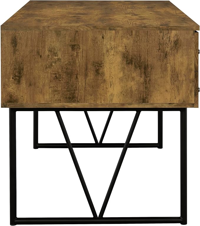Coaster Home Furnishings Analiese Rustic 63-Inch 4-Drawer Home Office Computer Writing Desk Study Table with Storage Engineered Eco-Friendly Wood Look Laminate Sturdy Steel Base Rustic Nutmeg 800999