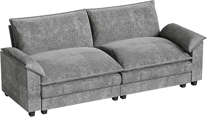 Homall 80 Modular Sectional Sofa Loveseat Sofa Couch with Double-Layer Cushion DIY Combination Chenille Deep 2-Seat Cloud Couch for Living Room Apartment (Bright Grey Loveseat Sofa)
