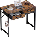 Pamray 32 Inch Small Computer Desk with 2 Drawers for Bedroom Study Writing Home Office Table for Small Spaces Vintage