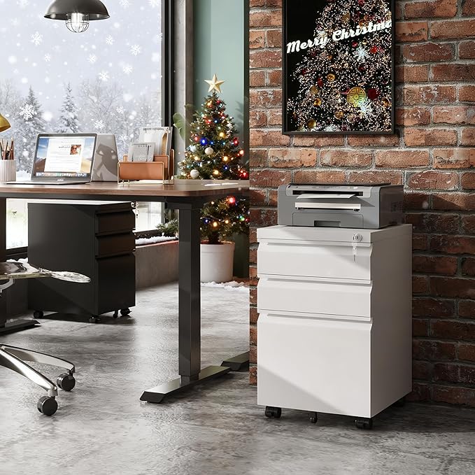 DEVAISE 3-Drawer Mobile File Cabinet (Under Office Desk) Assembled Except Casters Fits Letter/Standard Sizes White