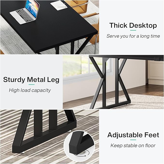 Tribesigns 78.7-Inch Executive Desk Large Computer Office Desk Workstation Modern Simple Style Laptop Desk Study Writing Table Business Furniture for Home Office (Black 78.7 Inch)