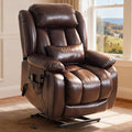 Power Lift Recliner Chair with 8-Point Massage &amp Heat Dual Remote USB/Type-C Ports Easy-Clean Leather Width 19.7 (Leather Brown)