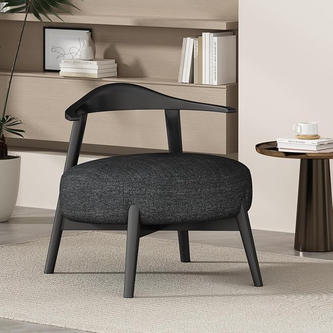 Cozy Black Fabric Accent Chair for Living Room Bedroom or Study